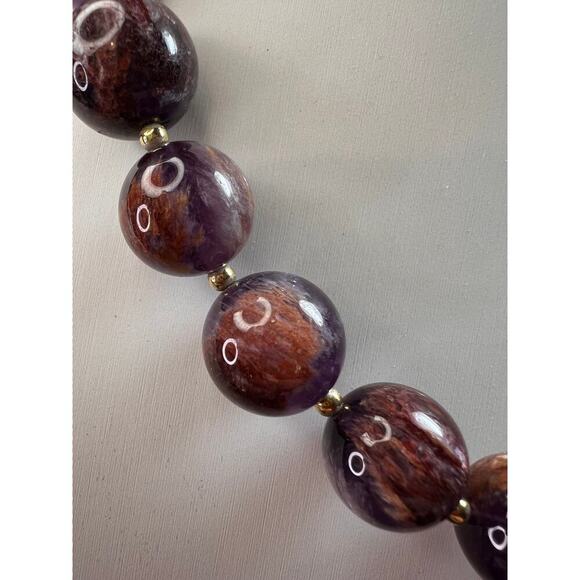 NEW Cacoxenite in amethyst graduated beaded necklace with gold vermeil - Picture 11 of 12
